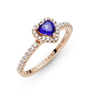 Prsten Svjetlucavo plavo reljefno srce 