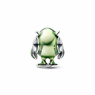 Privezak Disney Pixar Monsters Inc Mike srebrni sa ledeno zelenim kristalom i zelenim emajlom 
