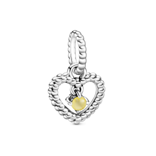 Viseći privezak u obliku srca od perlica sa kristalom boje meda 