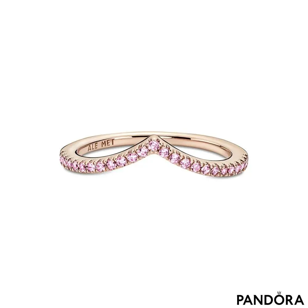 Prsten Pandora Timeless Svjetlucavi roze ševron 