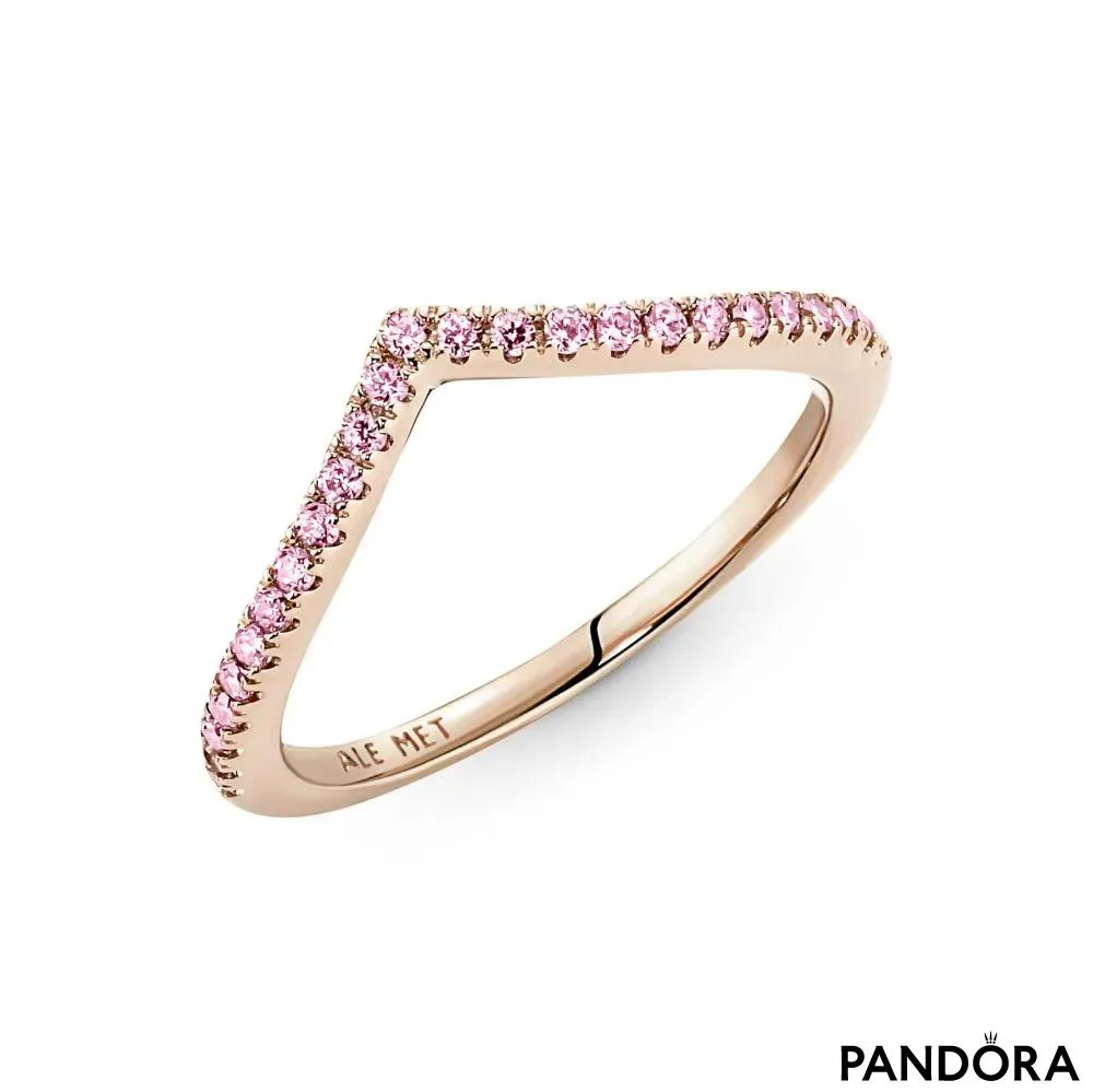Prsten Pandora Timeless Svjetlucavi roze ševron 