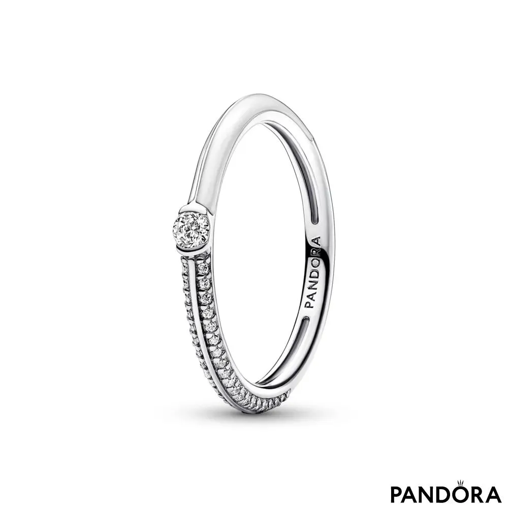 Prsten Pandora ME Pavé u bijeloj dvostrukoj varijanti 