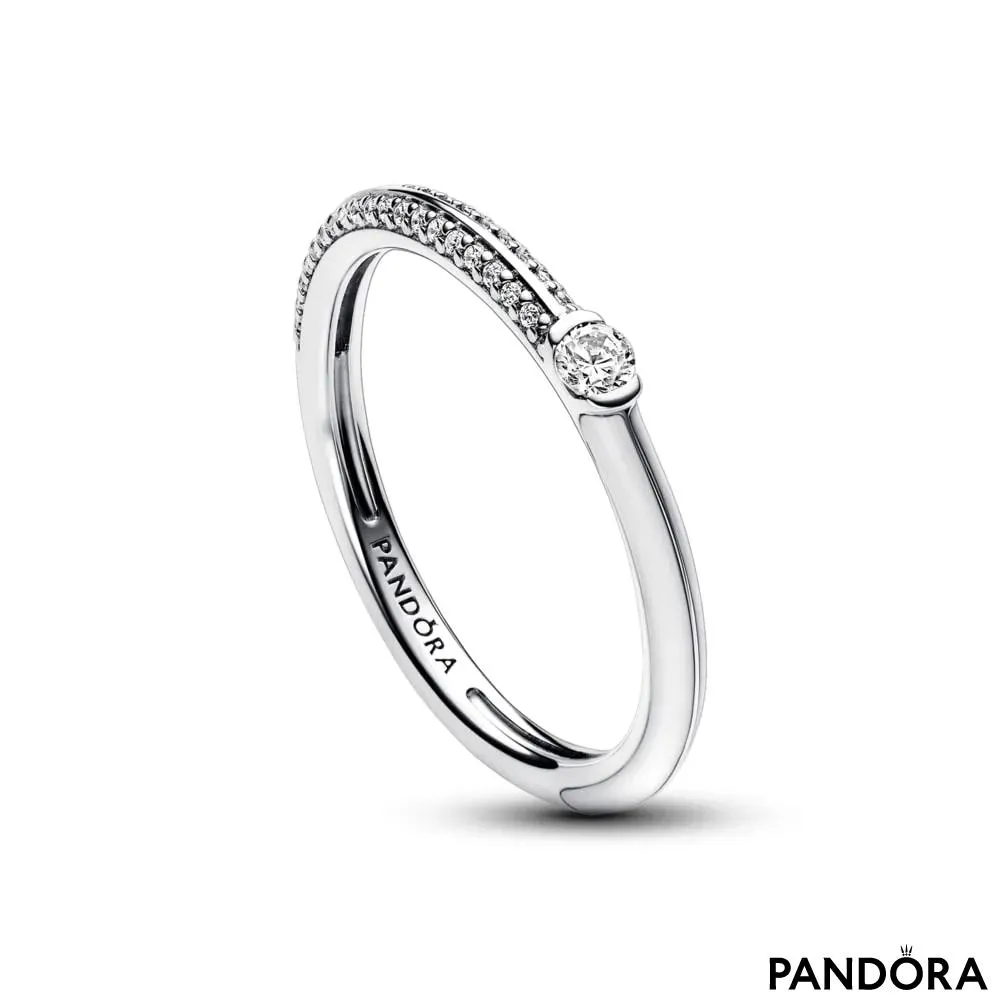 Prsten Pandora ME Pavé u bijeloj dvostrukoj varijanti 