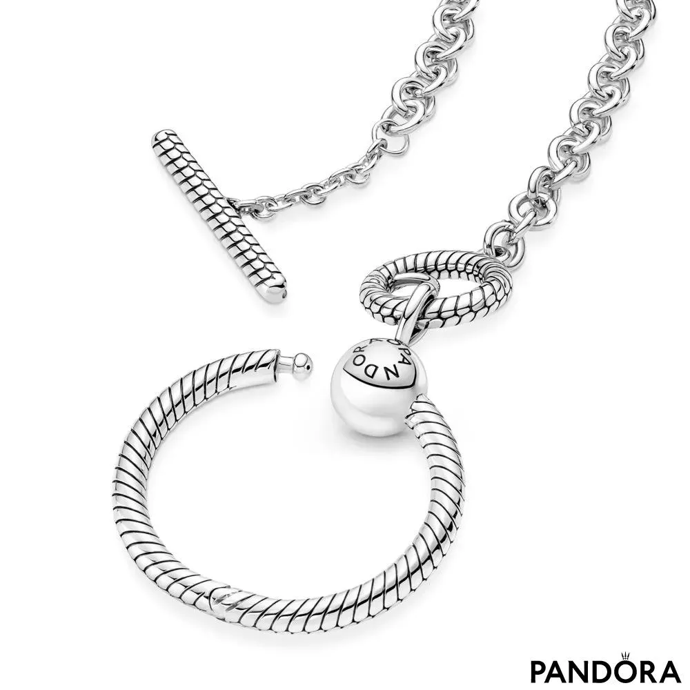Ogrlica Pandora Moments sa T-pločicom i O priveskom 