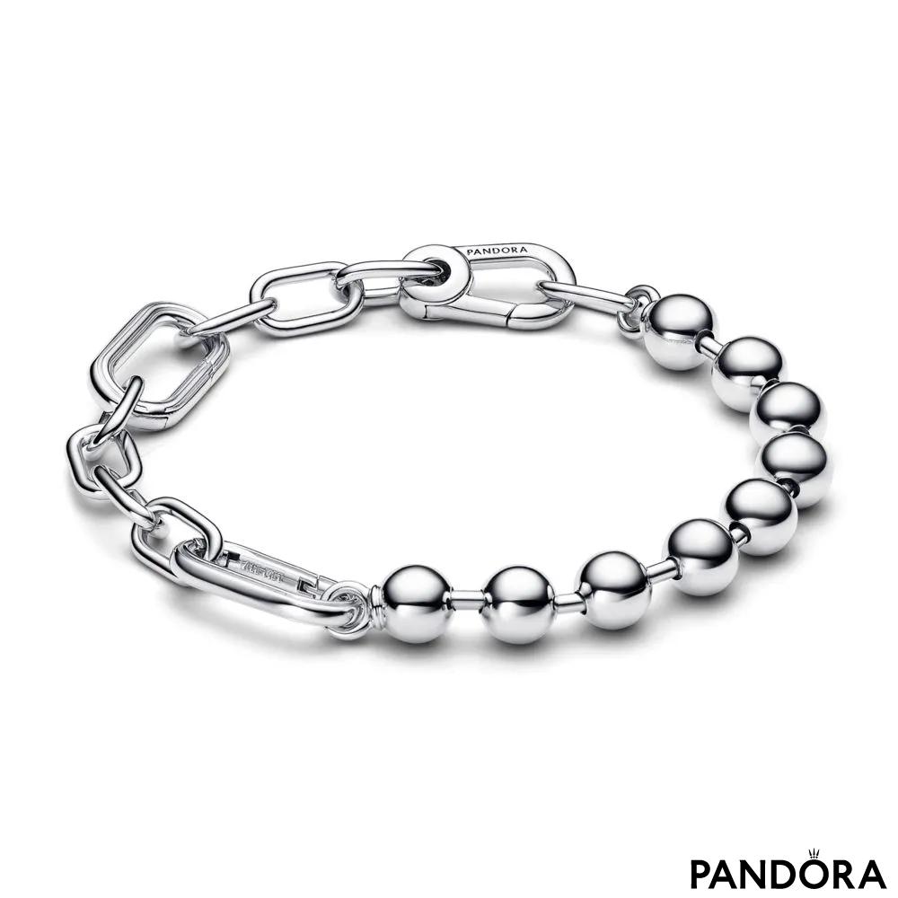 Pandora ME narukvica  metalne perle i lančić sa karikama 