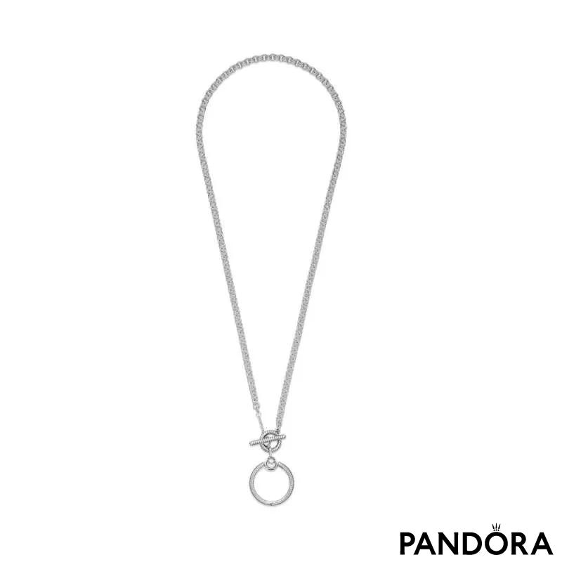 Ogrlica Pandora Moments sa T-pločicom i O priveskom 