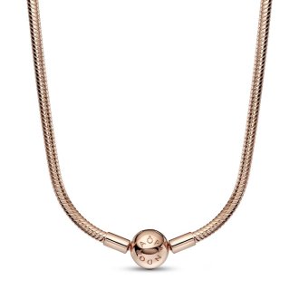 Ogrlica Pandora Moments s zmijskim lancem od 14k roze pozlate