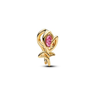 Privjesak u obliku cvijeta Lale sa roze kamenom od 14k pozlate